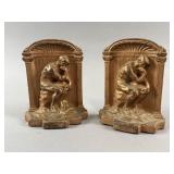 Vtg Solid Bronze Bookends Of Rodins 'The Thinker'
