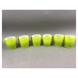 Vtg Green Stackable Milk Glass Mugs