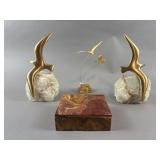 Signed Curtis Jere Brass Birds On Quartz & More