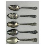 Atq. 1933 Five Chicago Worlds Fair Souvenir Spoons