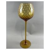 MCM Stemmed Amber Optic Glass Footed Goblet