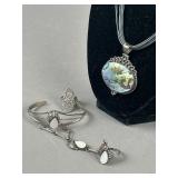 Sterling Silver, Mussel & Abalone Shell Accents