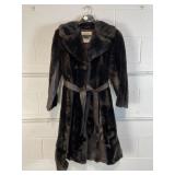 Womenï¿½s Lykafur Brown Overcoat w/Leather Belt