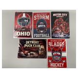 Collection of Football & Hockey Themed Metal Signs
