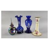 Fenton irridescent Glass Perfume Bottle & Vases