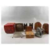 Vtg BookEnds, Jewlery Box, Letter Holder & More