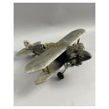 Vtg Handmade Rustic Wooden Biplane Model