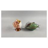 Murano Style Fish and Shell Vases