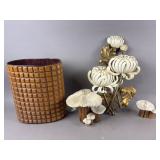Vtg Mushroom Sculptures, Planter, & More
