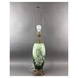 Vtg Handpainted Glass Table Lamp