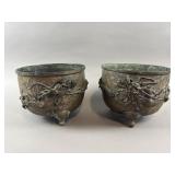 Antique Japanese Meiji Cast Bronze Planters