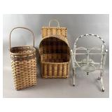 Vtg Hanging Baskets & Magazine Rack