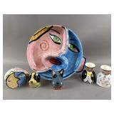 Vtg Face Bowl Set, Hand Painted Egg Cups & More