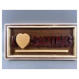 Vtg Handmade I Love Skiing Sign