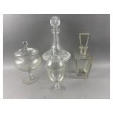 Vtg Clear Glass Decanters & More