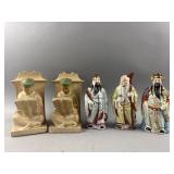 Chinese Scholar Bookends & Shou Lao Figurines