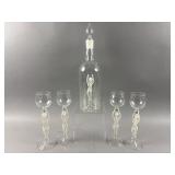 Vtg Art Deco Figural Decanter Set