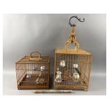 Chinese Bamboo Bird Cages & Ceramic Cups
