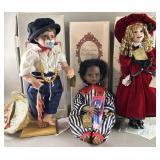 Three Porcelain Dolls Fisherman Baby, Holiday More