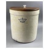 Vtg R&R Blue Crown Stoneware Crock
