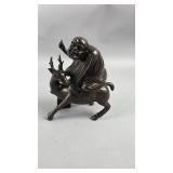 Tibetan Brass Arhat Riding a Deer Statue