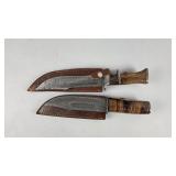 Damascus Steel Hunting Knives with Sheaths