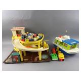 Vtg Fisher Price Action Garage & Houseboat