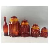 Vtg LE Smith Amberina "Moon & Stars" Containers