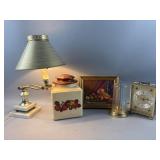 Vtg Aladdin Style Lamp, Wedgefield Clock & More