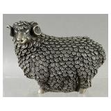 Antique Chinese Silver Coin Design Ram Sculpture