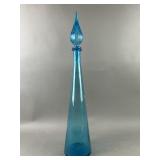 26" Italian Empoli Turquoise Glass Decanter