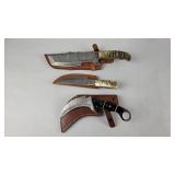 Karambit and Hunting Damascus Steel Knives