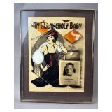 Vtg My Melancholy Baby Reverse Painted Glass Sign