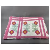 Vintage Hand Sewn Pink Floral Quilt