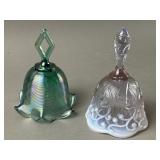 Two Fenton Bells Art Glass Optic Bell/Lily Valley