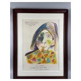 Framed/Signed Clown for Leiris By Picasso