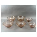 Vtg Federal Pink Depression Glass Mixing Bowls