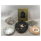 Vintage Painted Glass Mirror, Serving Trays & More