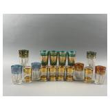 Vtg Green & Gold Moroccan-style Juice Glasses/More