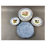 Vintage Country Barn Farm Animal Plate Set & More
