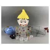 Vintage Pixie Cookie Jar & Contents On Table Lot
