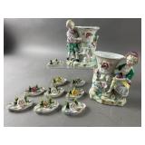Atq. Porcelain Card Place Holders/ Ucagco Vases