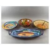 Hand Painted Ceramic Fish Tray, Woven Bowl & More