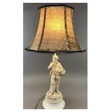 Art Nouveau Granitex Figural Table Lamp Boy Book