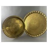 2 Brass Trays Intricate/Etched Medallion Pattern