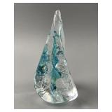 Vtg Hand-blown Art Glass Teardrop Paperweight