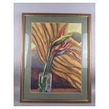 Signed Birds of Paradise Painting by D. Fileta