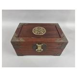Chinese Rosewood and Brass Jewelry Box