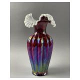 Fenton Iridized Ruby Overlay Spiral Optic Vase