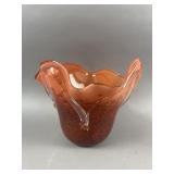 Mid Century Murano Amberina Art Glass Bowl